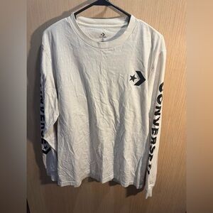 Converse White and Black Logo Long Sleeve Tee Size Large